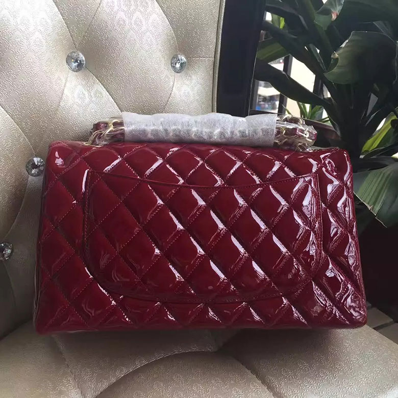 2017 Chanel Classic Flap Bag Original Red Patent Leather 1113 Gold hardware