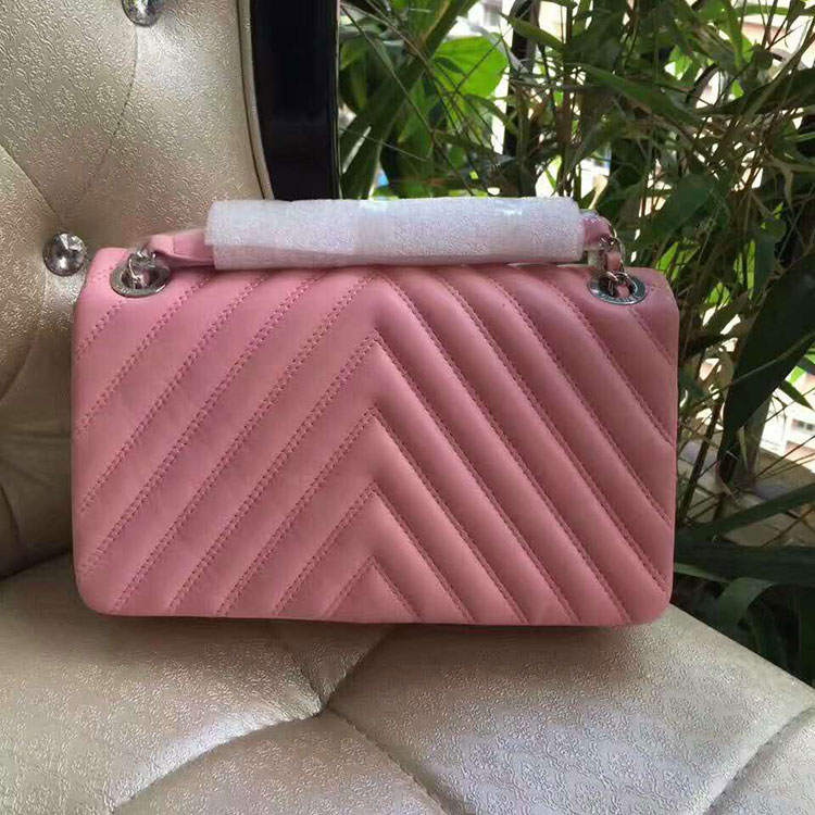 2017 Chanel Classic Flap Bag Pink Original Leather A6700 Silver hardware