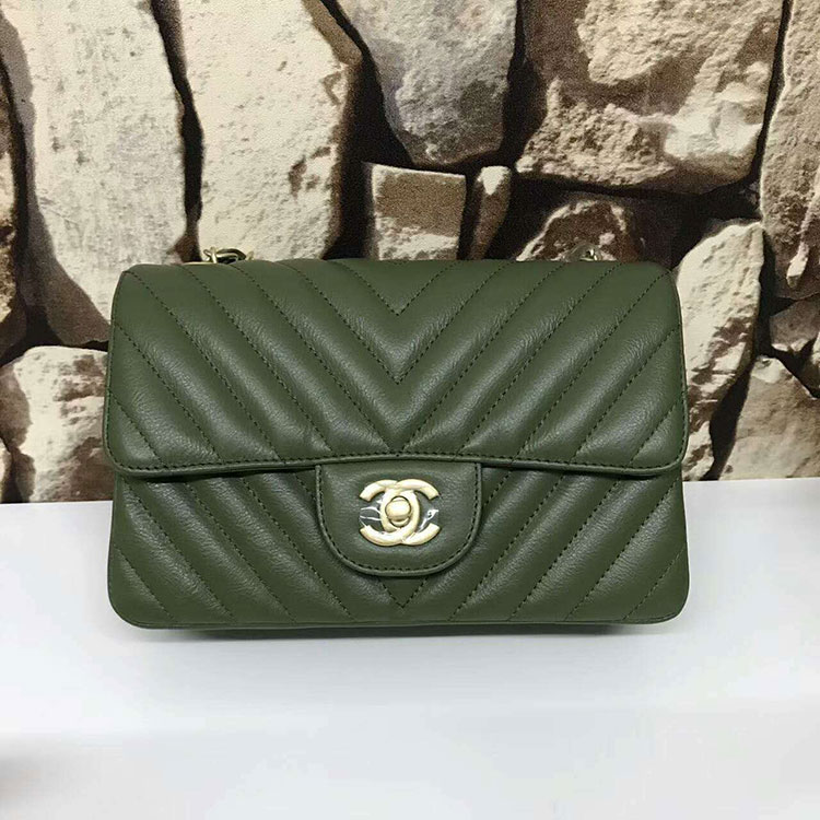 2017 Chanel Classic Mini Flap Bags Original leather A1116 in Green