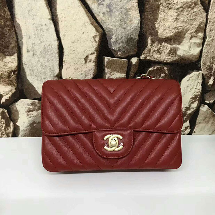 2017 Chanel Classic Mini Flap Bags Original leather A1116 in Red