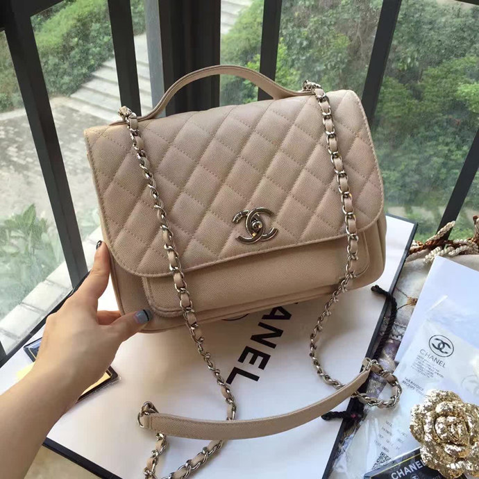 2017 Chanel Classic Top Handle Bag Original Caviar Leather A79291 Apricot