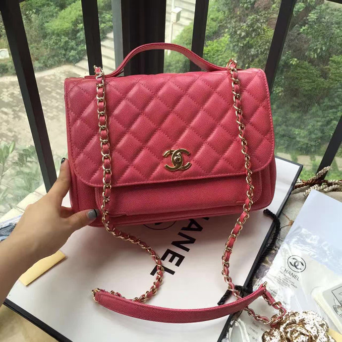 2017 Chanel Classic Top Handle Bag Original Caviar Leather A79291 Pink