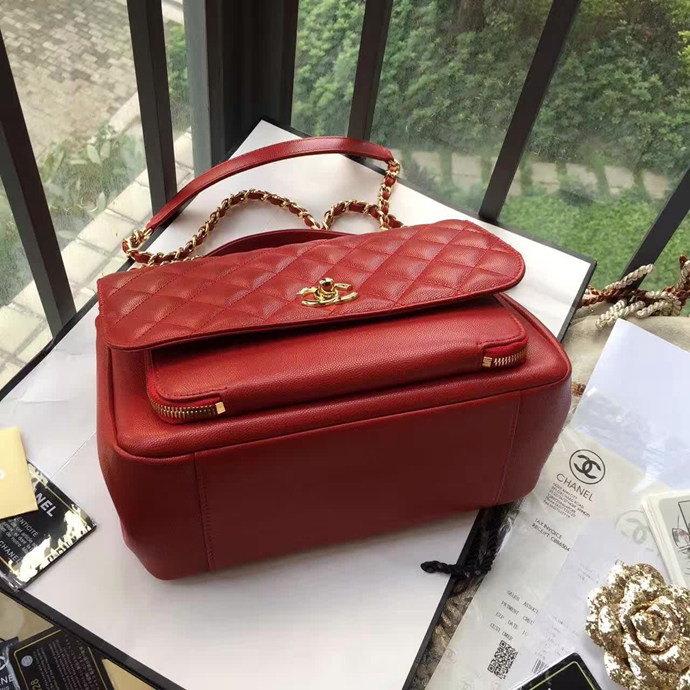 2017 Chanel Classic Top Handle Bag Original Caviar Leather A79291 Red