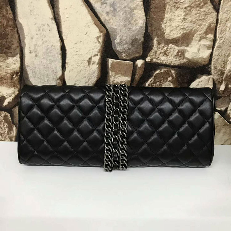 2017 Chanel Clutch Evening Bag Original Sheepskin Leather A94037 Black