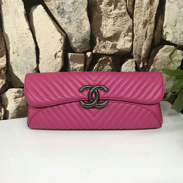 2017 Chanel Clutch Evening Bag Original Sheepskin Leather A94344 Rose