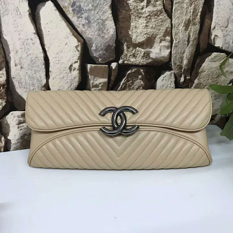 2017 Chanel Clutch Evening Bag Original Sheepskin Leather A94344 White