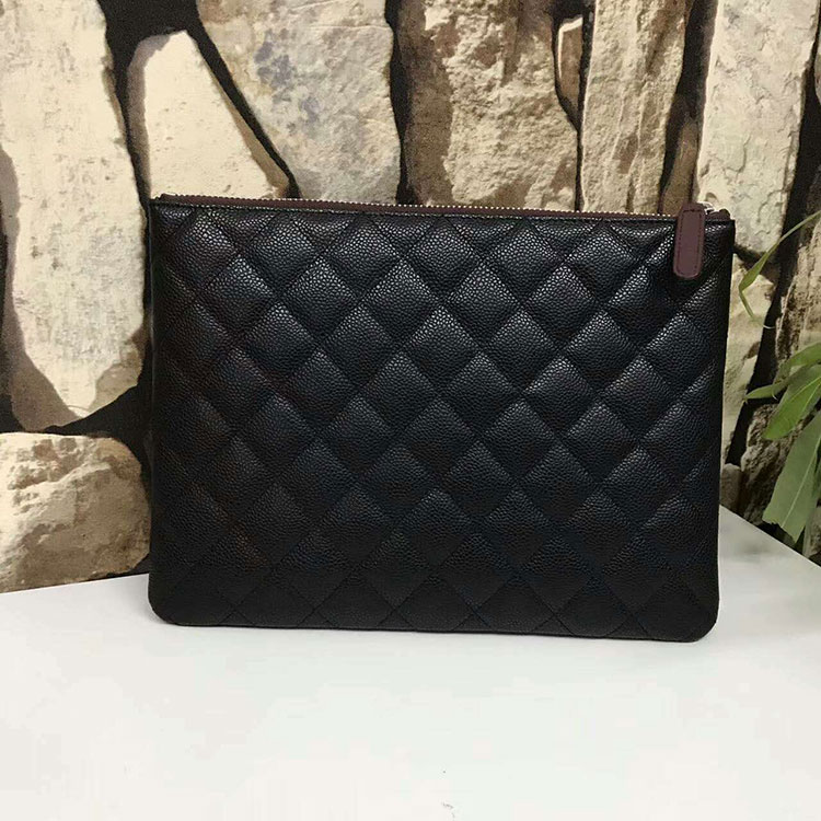 2017 Chanel Clutch Original Caviar Leather A84025 Black Silver