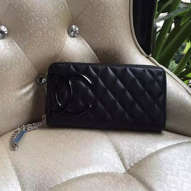 2017 Chanel Combon Zip Around Wallet Original leather A50078 Black