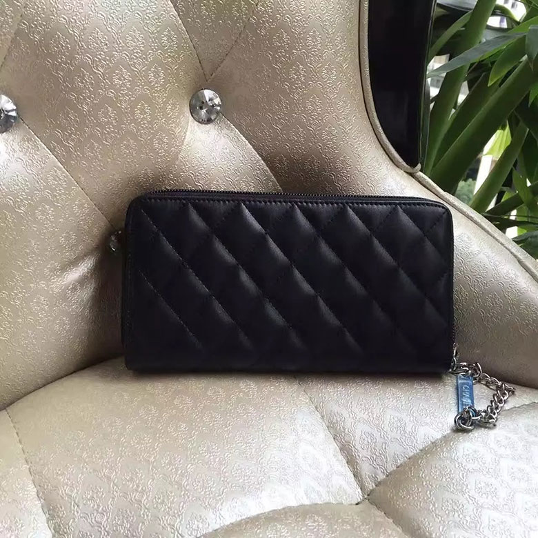 2017 Chanel Combon Zip Around Wallet Original leather A50078 Black