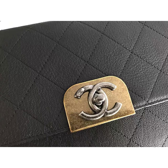 2017 Chanel Flap Bag Original Deer Leather A98166 Black