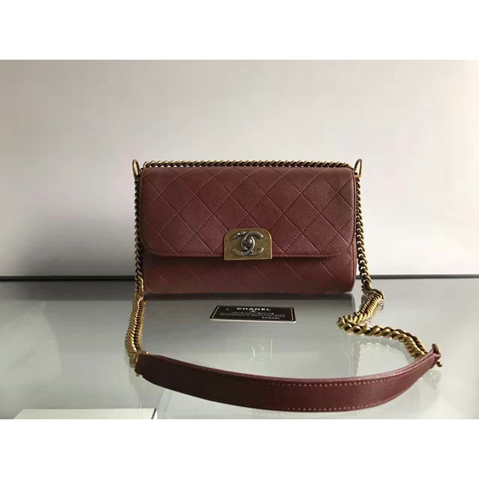 2017 Chanel Flap Bag Original Deer Leather A98166 Burgundy