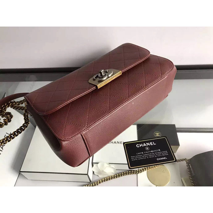 2017 Chanel Flap Bag Original Deer Leather A98166 Burgundy