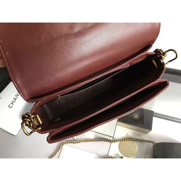 2017 Chanel Flap Bag Original Deer Leather A98166 Burgundy