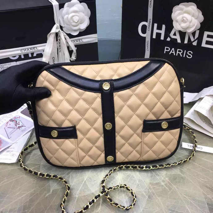 2017 Chanel Flap Bag Original Lambskin Leather A91386 Apricot