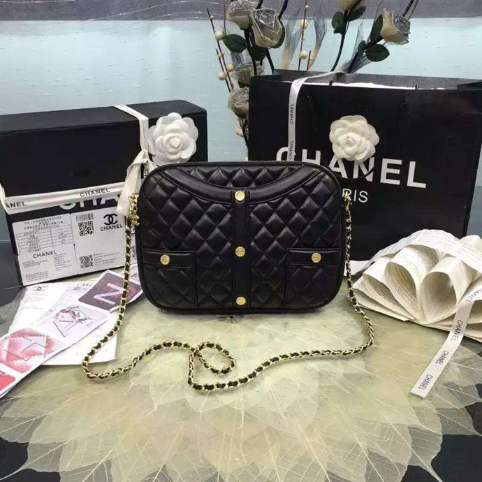 2017 Chanel Flap Bag Original Lambskin Leather A91386 Black