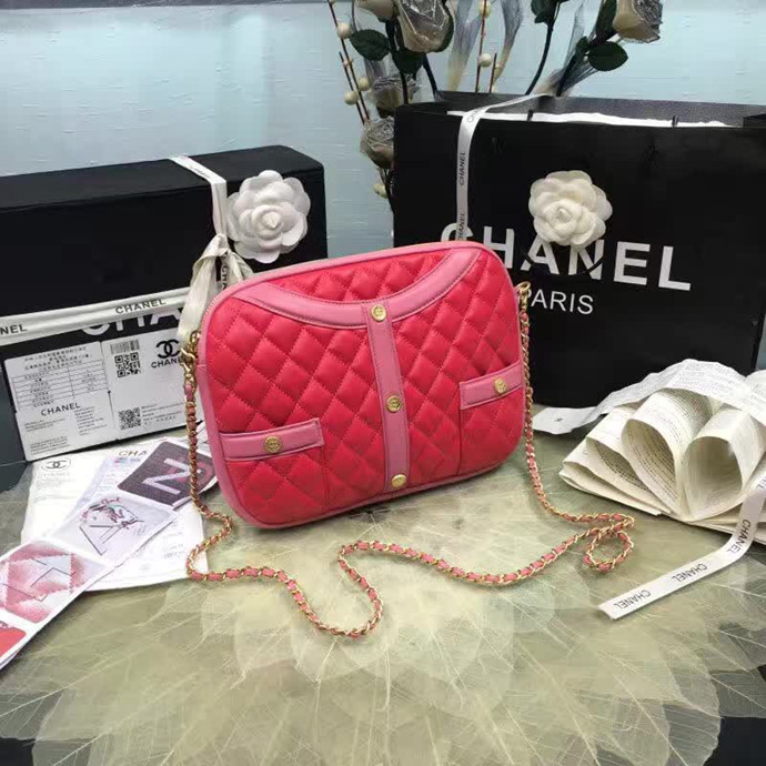 2017 Chanel Flap Bag Original Lambskin Leather A91386 Peach