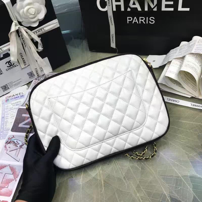 2017 Chanel Flap Bag Original Lambskin Leather A91386 White