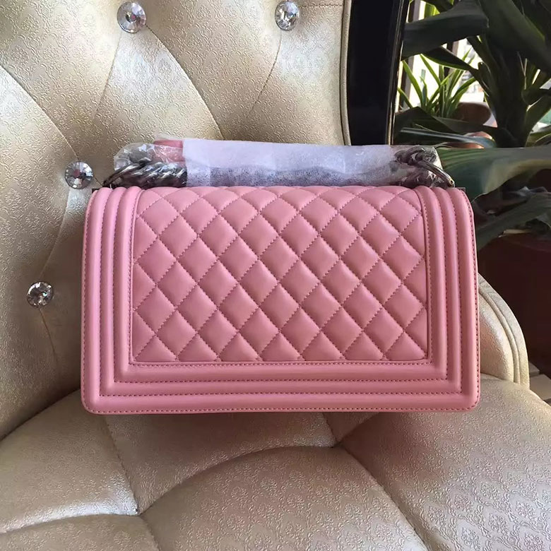 2017 Chanel Le Boy Flap Shoulder Bag Pink Original Lambskin Leather A67086