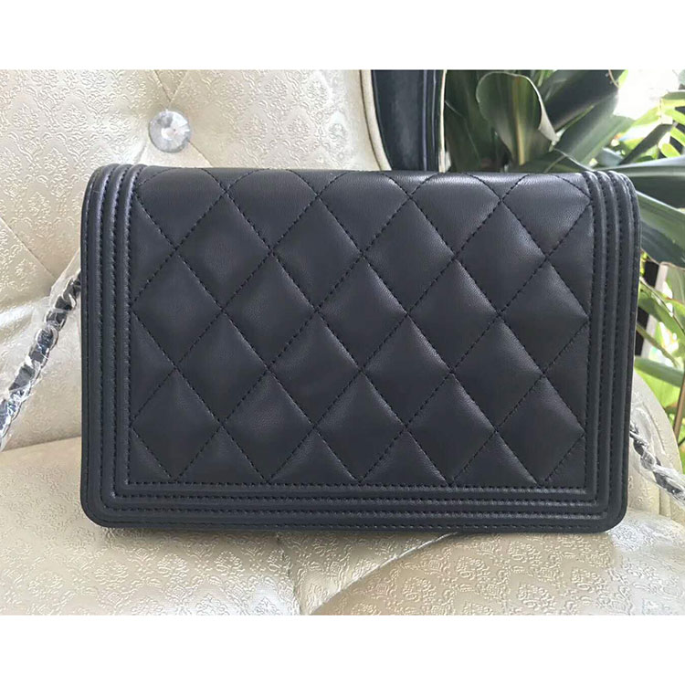 2017 Chanel Le boy WOC bag A80387 Black Original Lambskin Leather