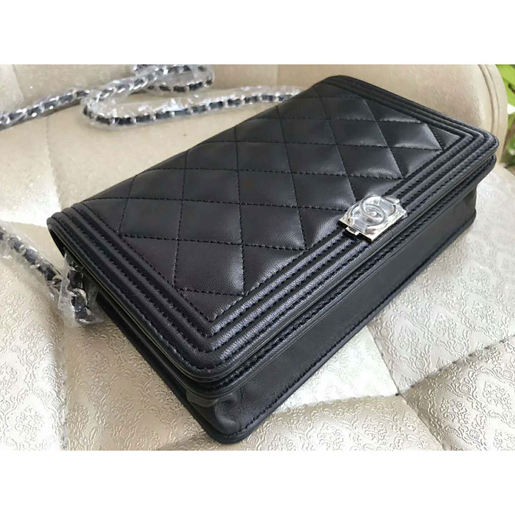 2017 Chanel Le boy WOC bag A80387 Black Original Lambskin Leather