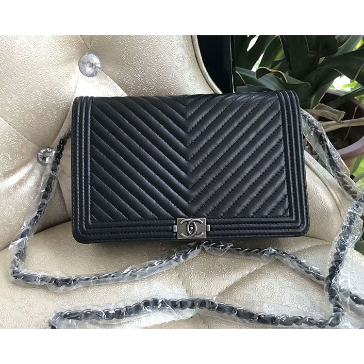 2017 Chanel Le boy WOC bag A80389 Black Original Leather