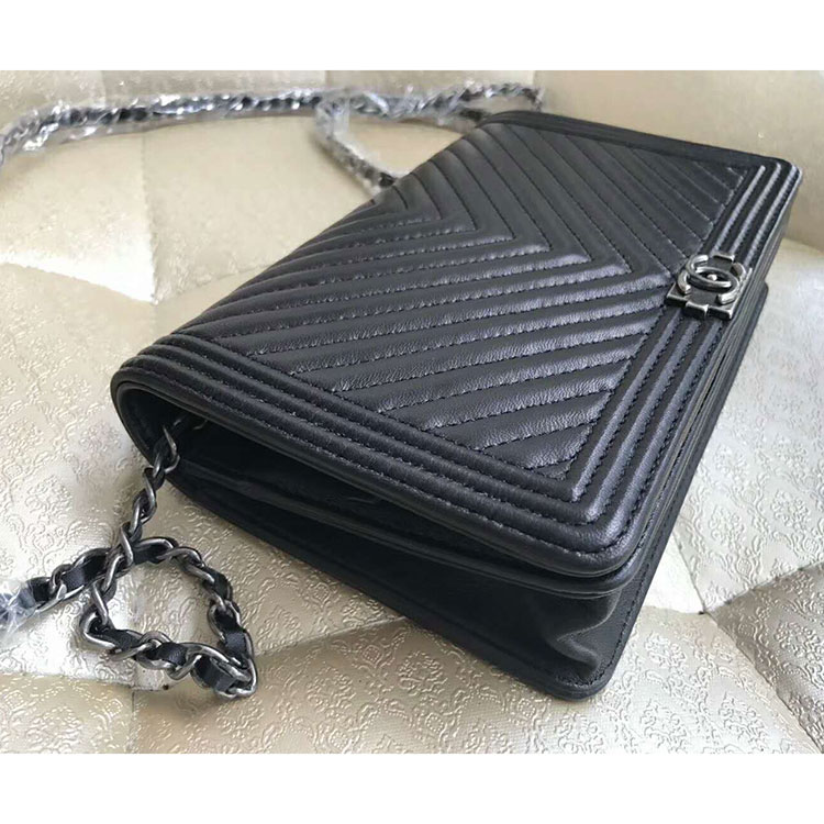 2017 Chanel Le boy WOC bag A80389 Black Original Leather