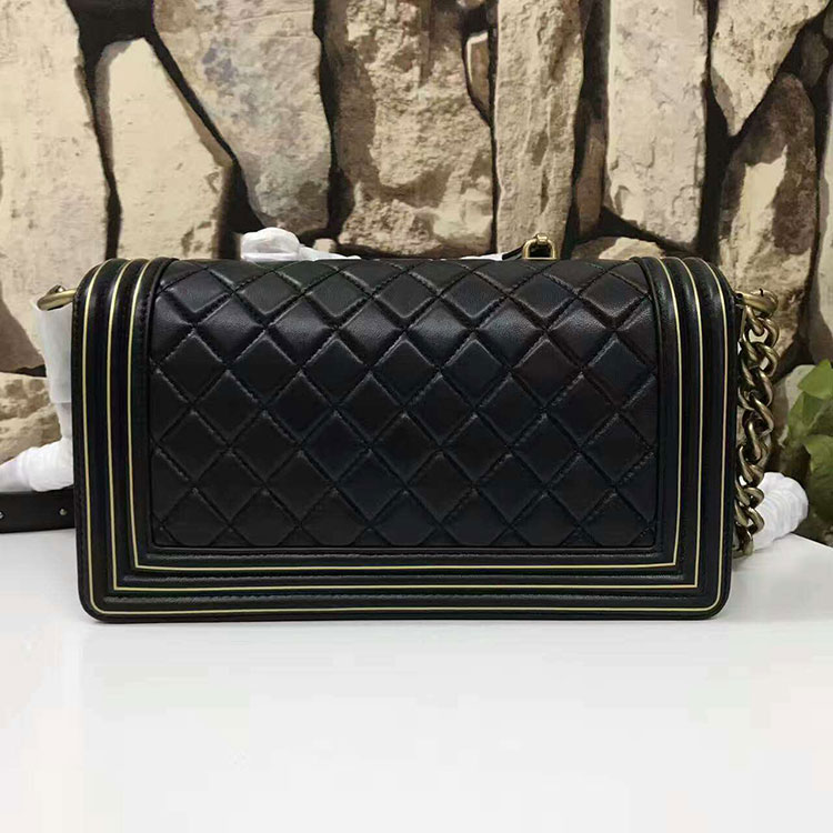 2017 Chanel LeBoy Flap Shoulder Bag Black Original Sheepskin leather A29508