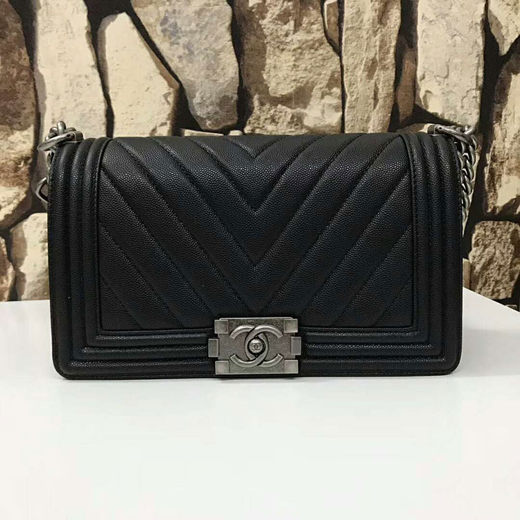 2017 Chanel LeBoy Flap Shoulder Bag Original Caviar leather A67086