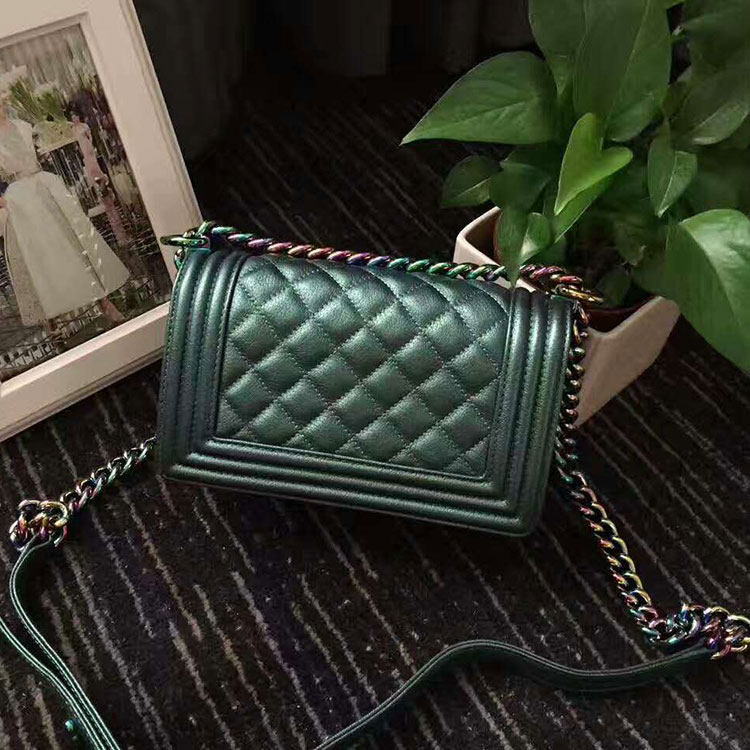 2017 Chanel LeBoy Flap Shoulder Bag Original Goat leather A67085 Green