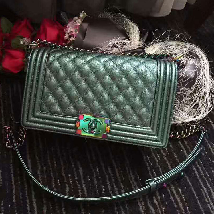 2017 Chanel LeBoy Flap Shoulder Bag Original Goat leather A67086 Green