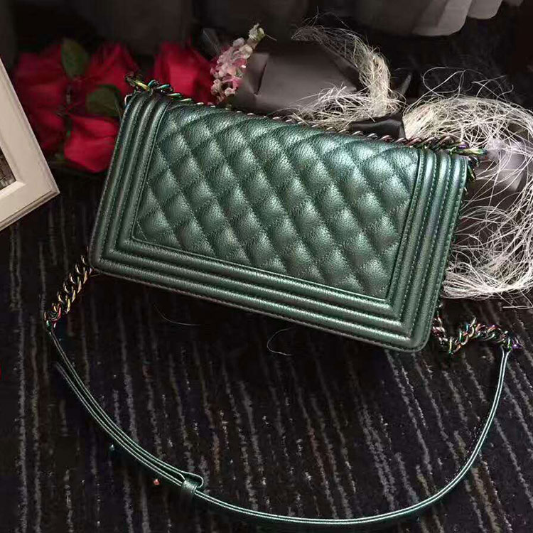 2017 Chanel LeBoy Flap Shoulder Bag Original Goat leather A67086 Green