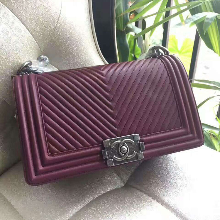 2017 Chanel LeBoy Flap Shoulder Bag Original leather A67086 Burgundy