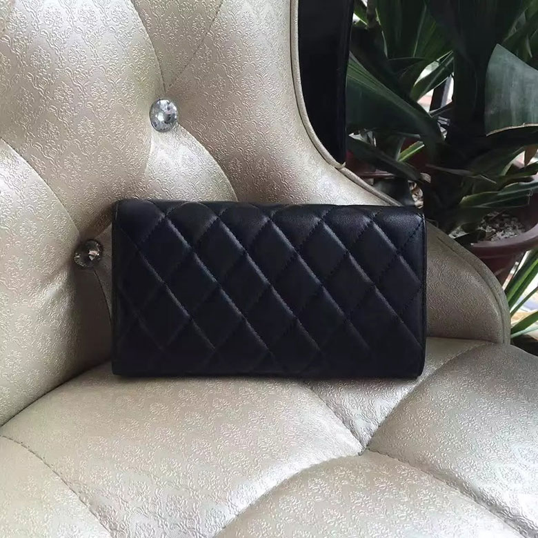 2017 Chanel Matelasse Bi-Fold Wallet Original Leather A50077 Black