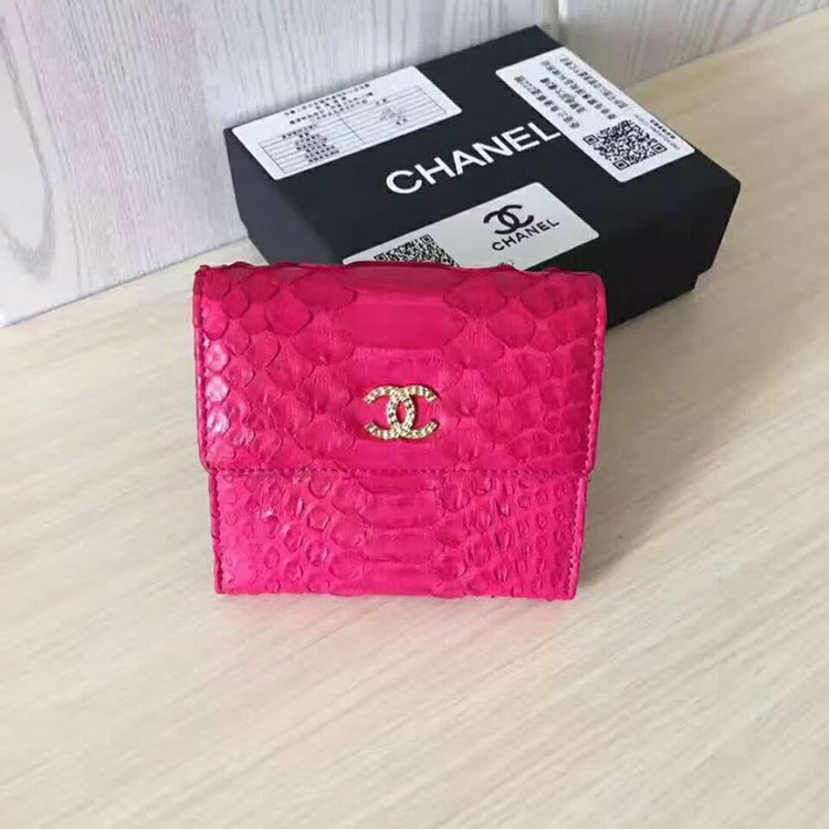 2017 Chanel Matelasse Tri-Fold Wallet Original python leather A48980