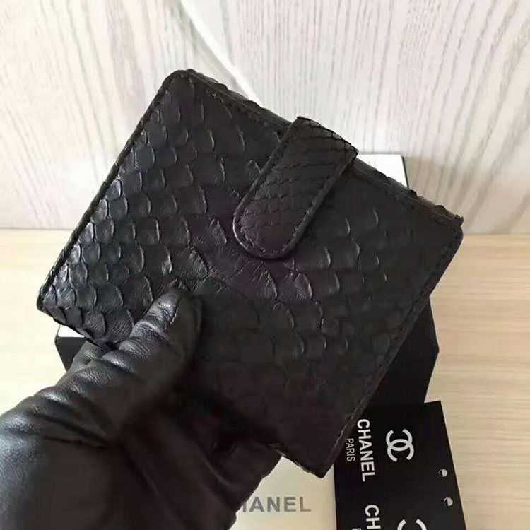 2017 Chanel Matelasse Tri-Fold Wallet Original python leather A48980