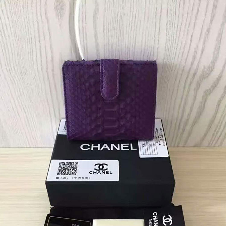 2017 Chanel Matelasse Tri-Fold Wallet Original python leather A48980