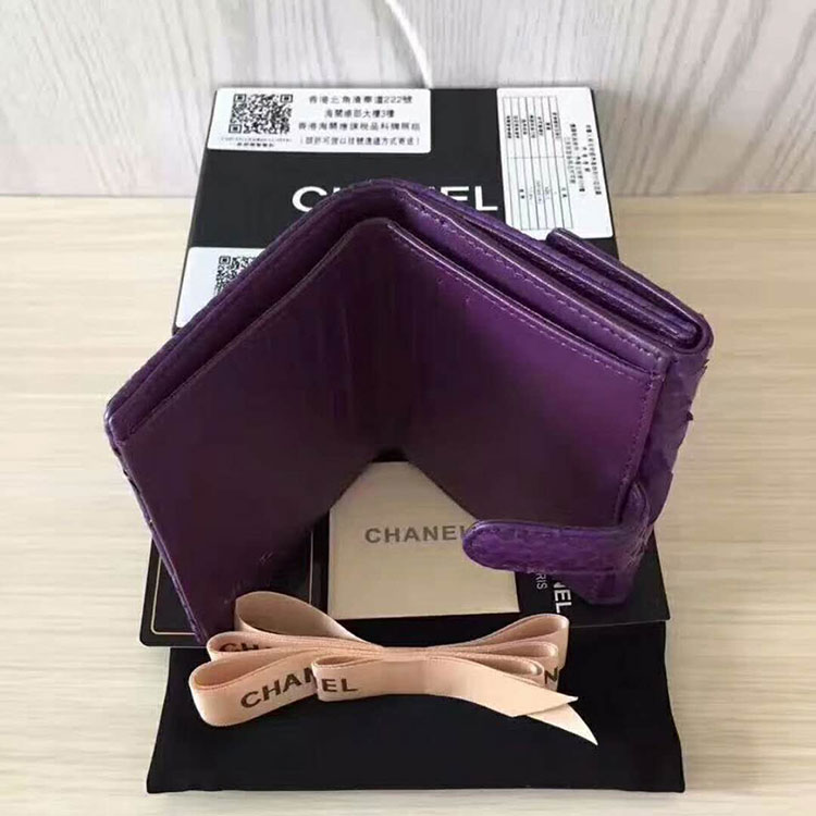 2017 Chanel Matelasse Tri-Fold Wallet Original python leather A48980