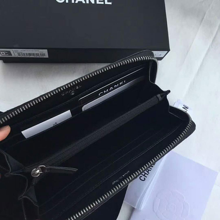 2017 Chanel Matelasse Zip Around Wallet Original Lambskin leather