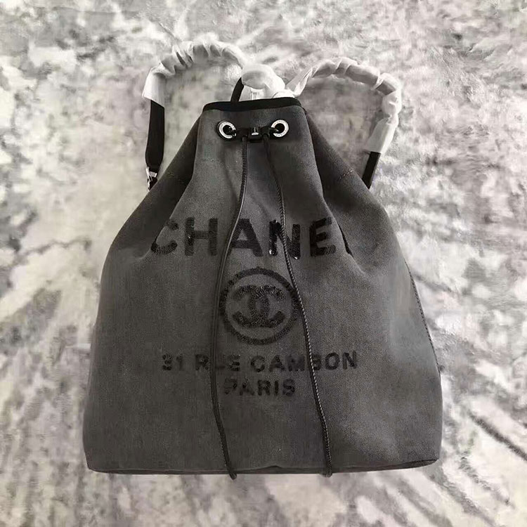 2017 Chanel Original Denim Fabric Backpack A33650 ancient silver hardware