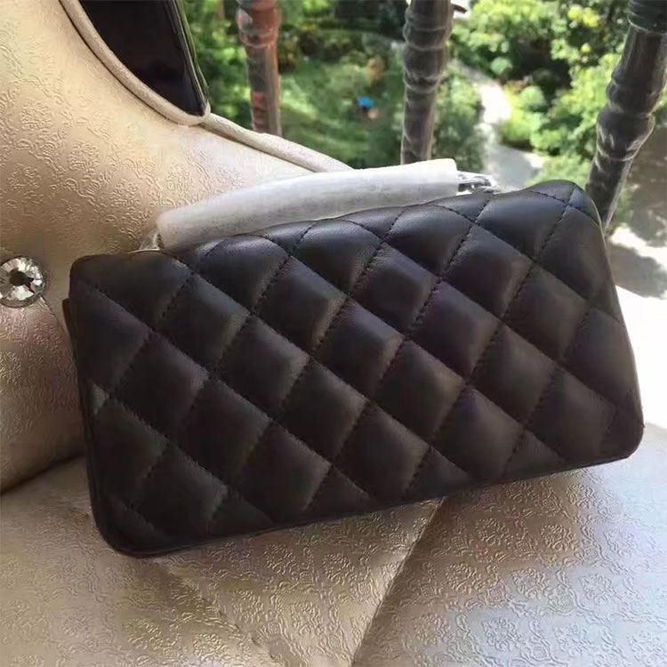 2017 Chanel Phone Bags Black Original Sheepskin Leather A34008 Gold