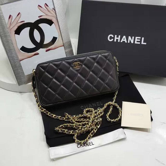 2017 Chanel Phone Bags Original Sheepskin Leather A7020 Gold