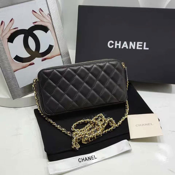 2017 Chanel Phone Bags Original Sheepskin Leather A7020 Gold