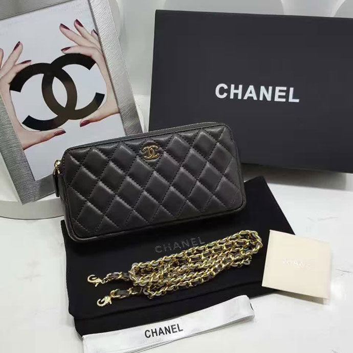 2017 Chanel Phone Bags Original Sheepskin Leather A7020 Gold