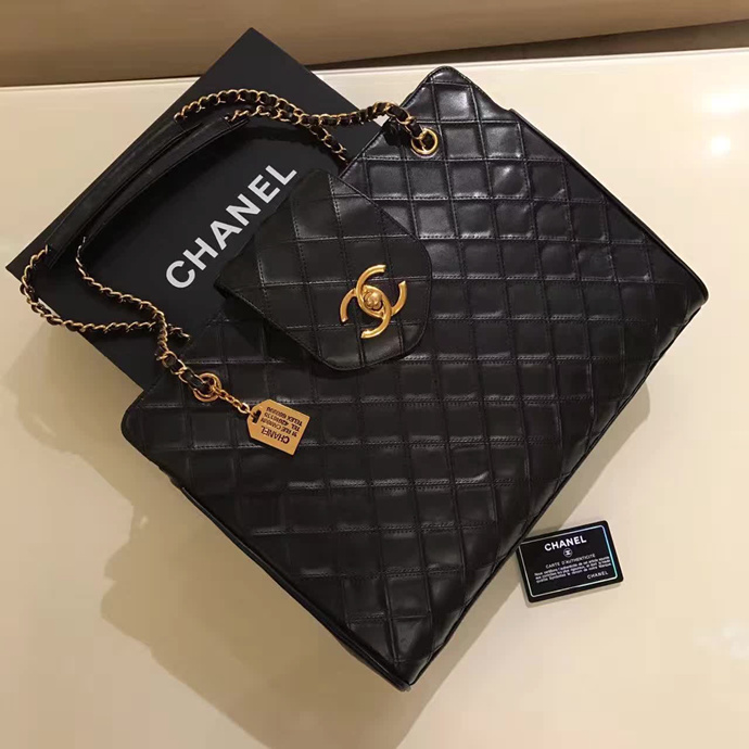 2017 Chanel Shoulder Bag Original Calfskin Leather A98179 Black