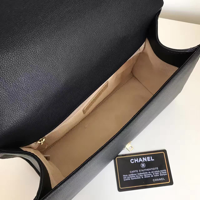 2017 Chanel Shoulder Tote Bag Original Deer Leather A93702 Black