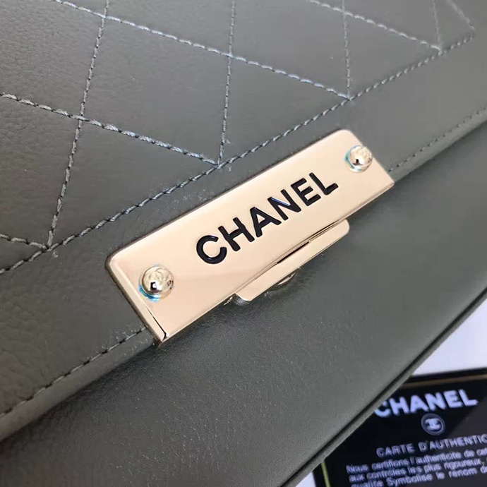 2017 Chanel Shoulder Tote Bag Original Deer Leather A93702 Grey