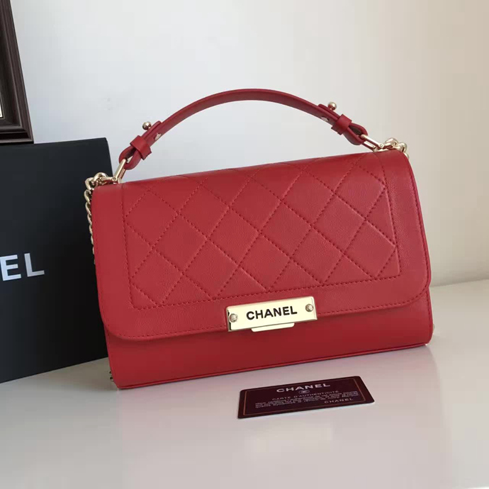 2017 Chanel Shoulder Tote Bag Original Deer Leather A93702 Red