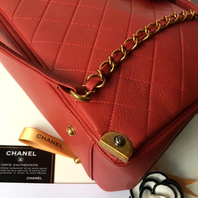 2017 Chanel Shoulder Tote Bag Snake Leather A95145 Red