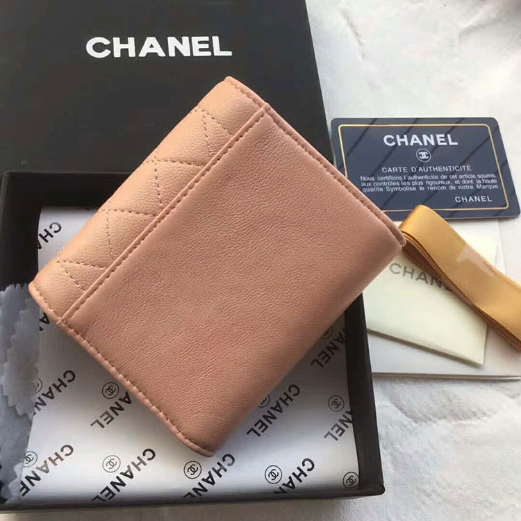 2017 Chanel Tri-Fold Wallet Original Lambskin Leather A84298 Gold Hardware