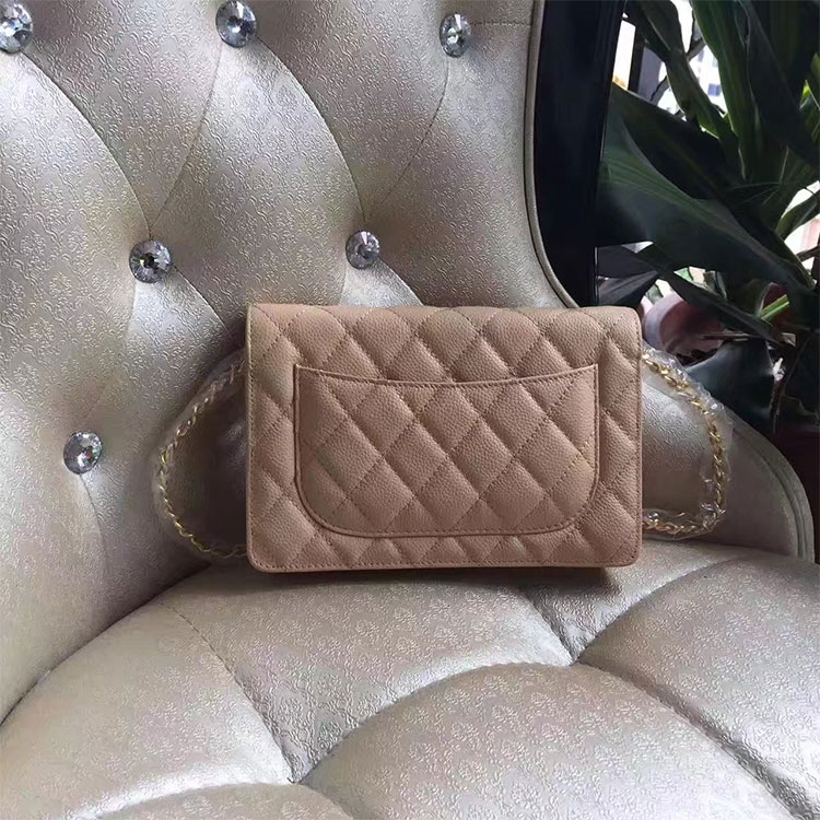 2017 Chanel WOC A33814 Apricot Original Caviar Leather Mini Flap Bag Gold